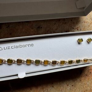 Liz Claiborne Gold and Green Jewelry Set